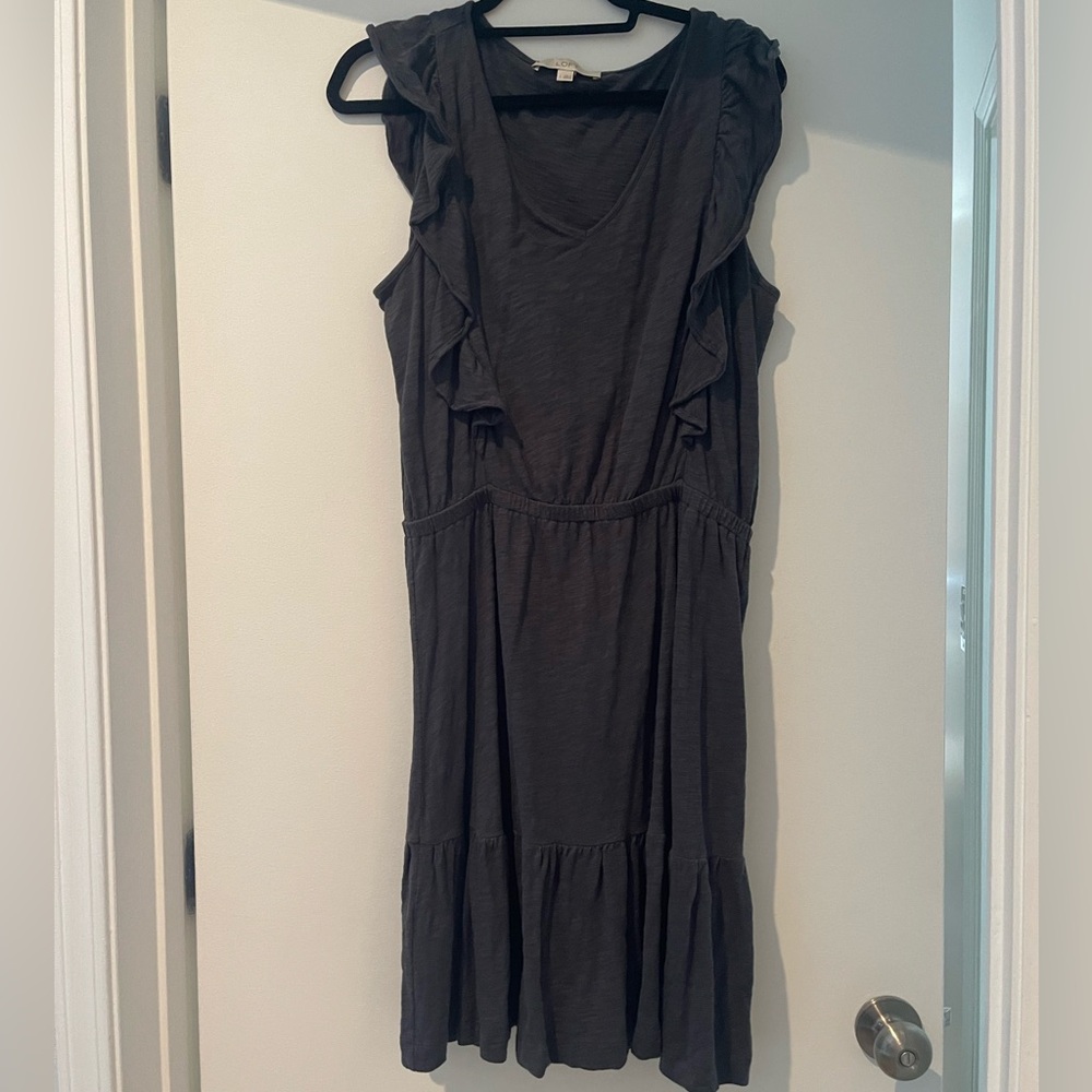 LOFT Charcoal Ruffle Mini Dress